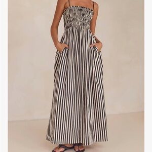 Black and white striped maxi dress